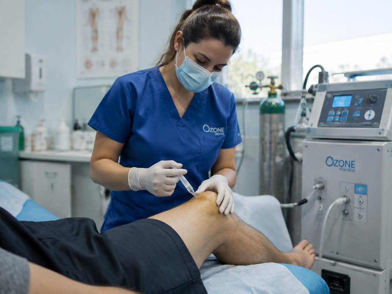 Aplicação de ozonioterapia em ambiente clínico